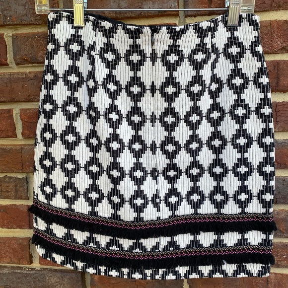 Merona 4 Black/White/Hot Pink Geometric A-Line Skirt Mini Lined Zip Closure - Picture 4 of 6